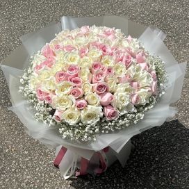 99 Roses - Love Ballad (Light Pink and White Roses)